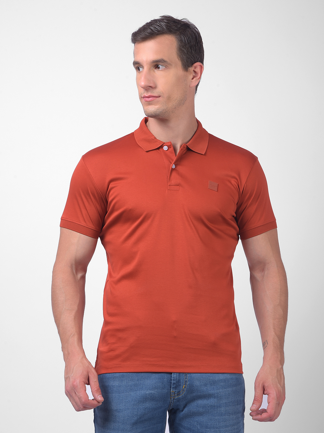 Numero Uno Men Burnt Orange Polo Neck T-Shirt